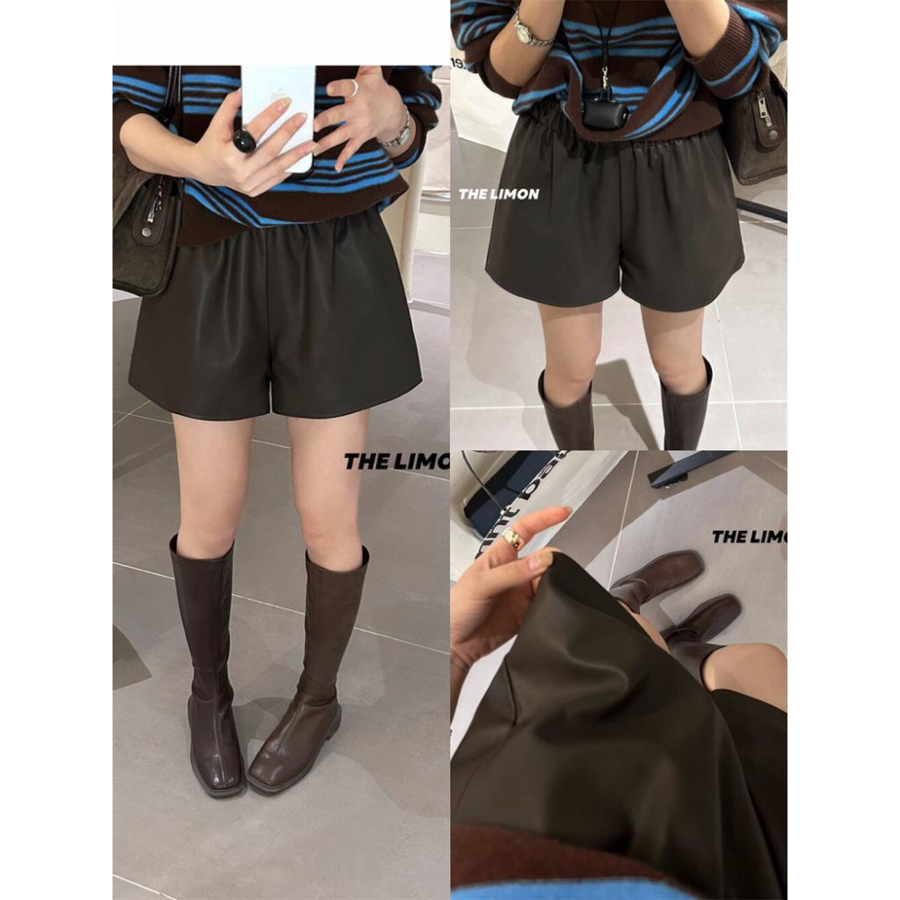 【Swan＇s room】｜現貨24小時內出貨｜質感女孩的皮褲💗 🏷️百搭顯瘦鬆緊皮褲-細節圖7