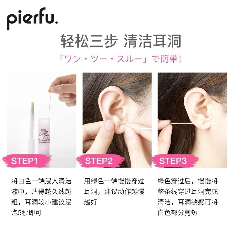 耳洞清潔線💗第四代 最新 日本 Pierfu PIAFLOSS PIAFL YIPEI 玫瑰 薄荷 60入 耳洞清潔棒-細節圖2