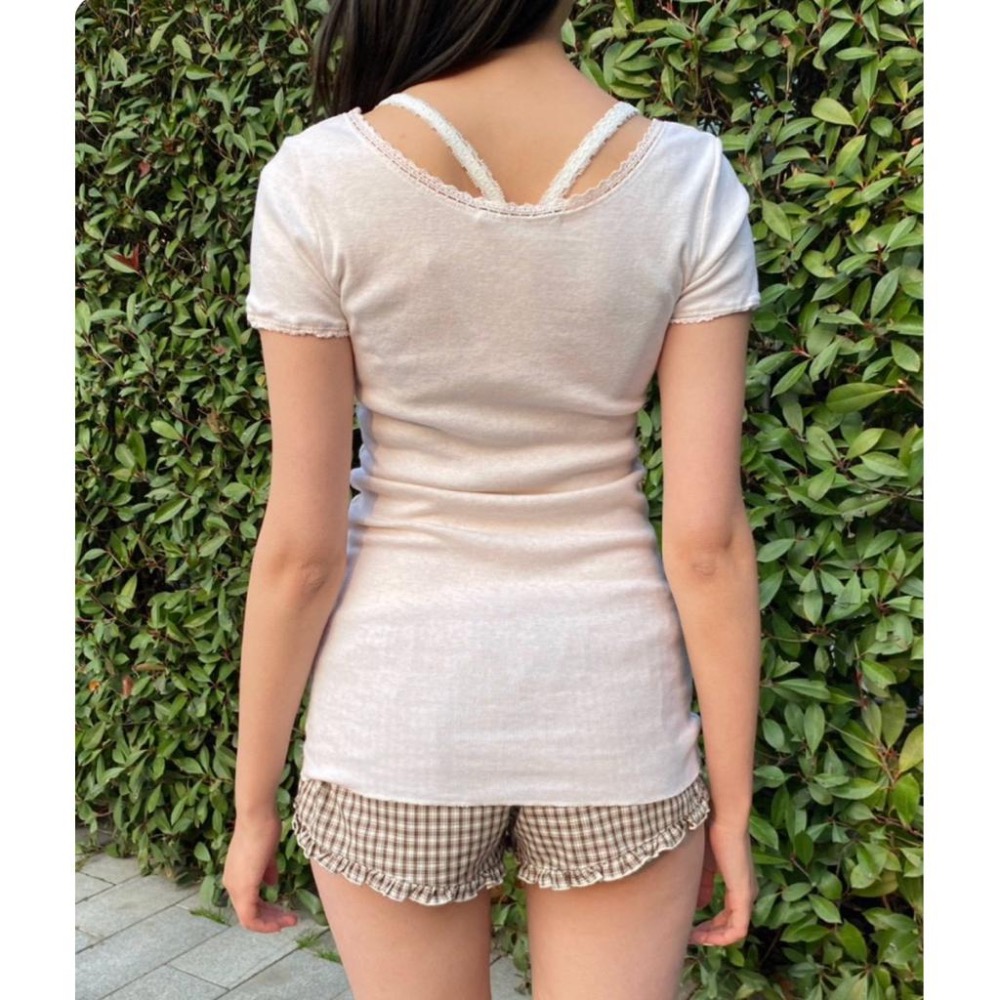 Brandy Melville Tania V-Neck Lace Top-細節圖4