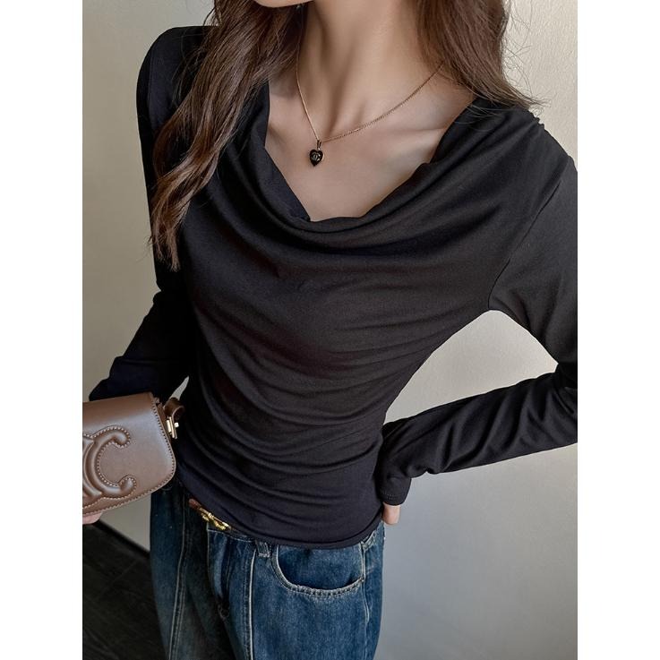 現+預 修身顯瘦 莫代爾長袖內搭上衣*5色 (M-2XL) | kukuta-細節圖2