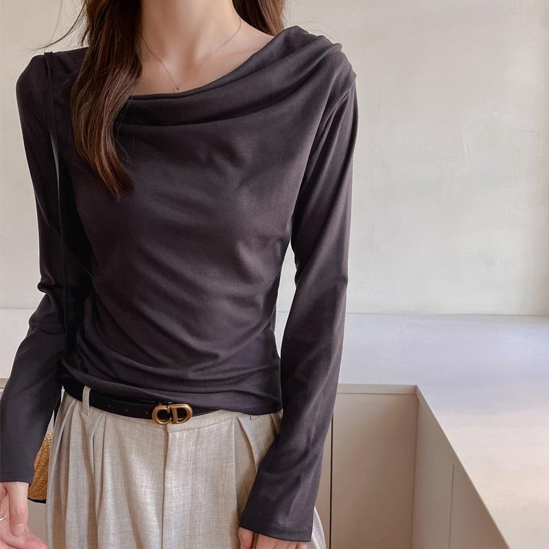 現+預 修身顯瘦 莫代爾長袖內搭上衣*5色 (M-2XL) | kukuta-細節圖4