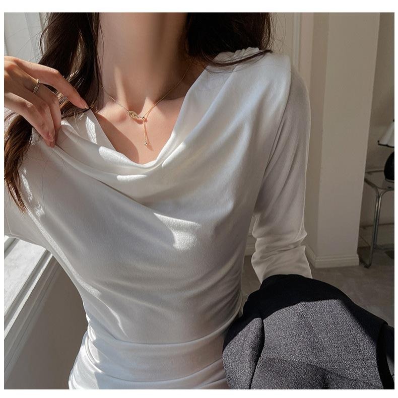 現+預 修身顯瘦 莫代爾長袖內搭上衣*5色 (M-2XL) | kukuta-細節圖5