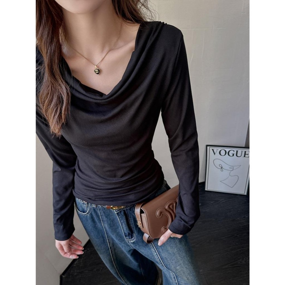 現+預 修身顯瘦 莫代爾長袖內搭上衣*5色 (M-2XL) | kukuta-細節圖7