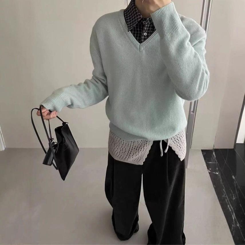顯瘦百搭 V領長袖針織上衣*10色 | kukuta-細節圖4