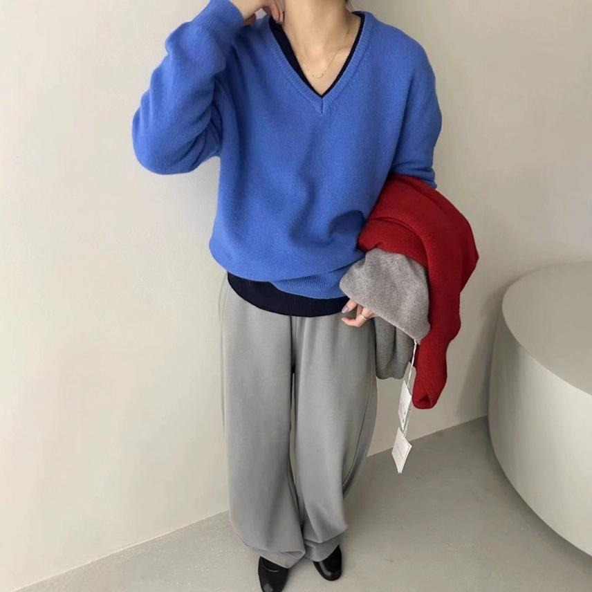 顯瘦百搭 V領長袖針織上衣*10色 | kukuta-細節圖6