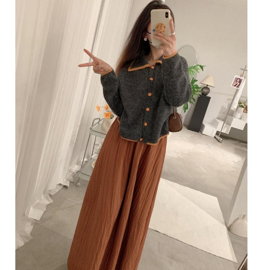 韓系保暖 夾棉拼接半身裙 高腰寬鬆中長裙*5色 | kukuta-細節圖6