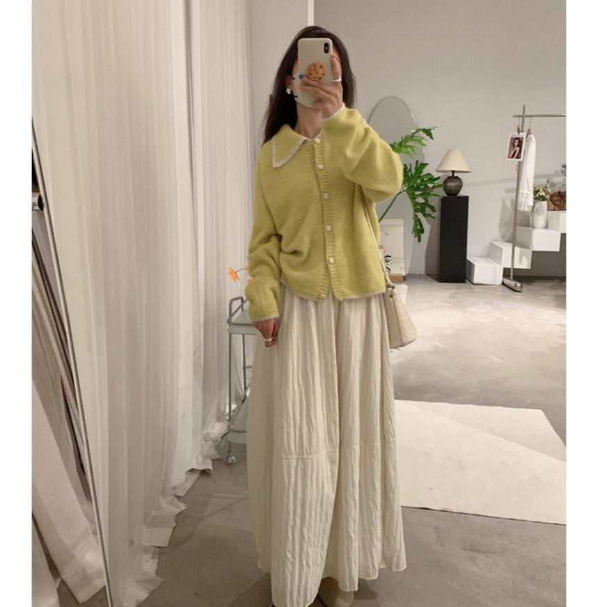 韓系保暖 夾棉拼接半身裙 高腰寬鬆中長裙*5色 | kukuta-細節圖7