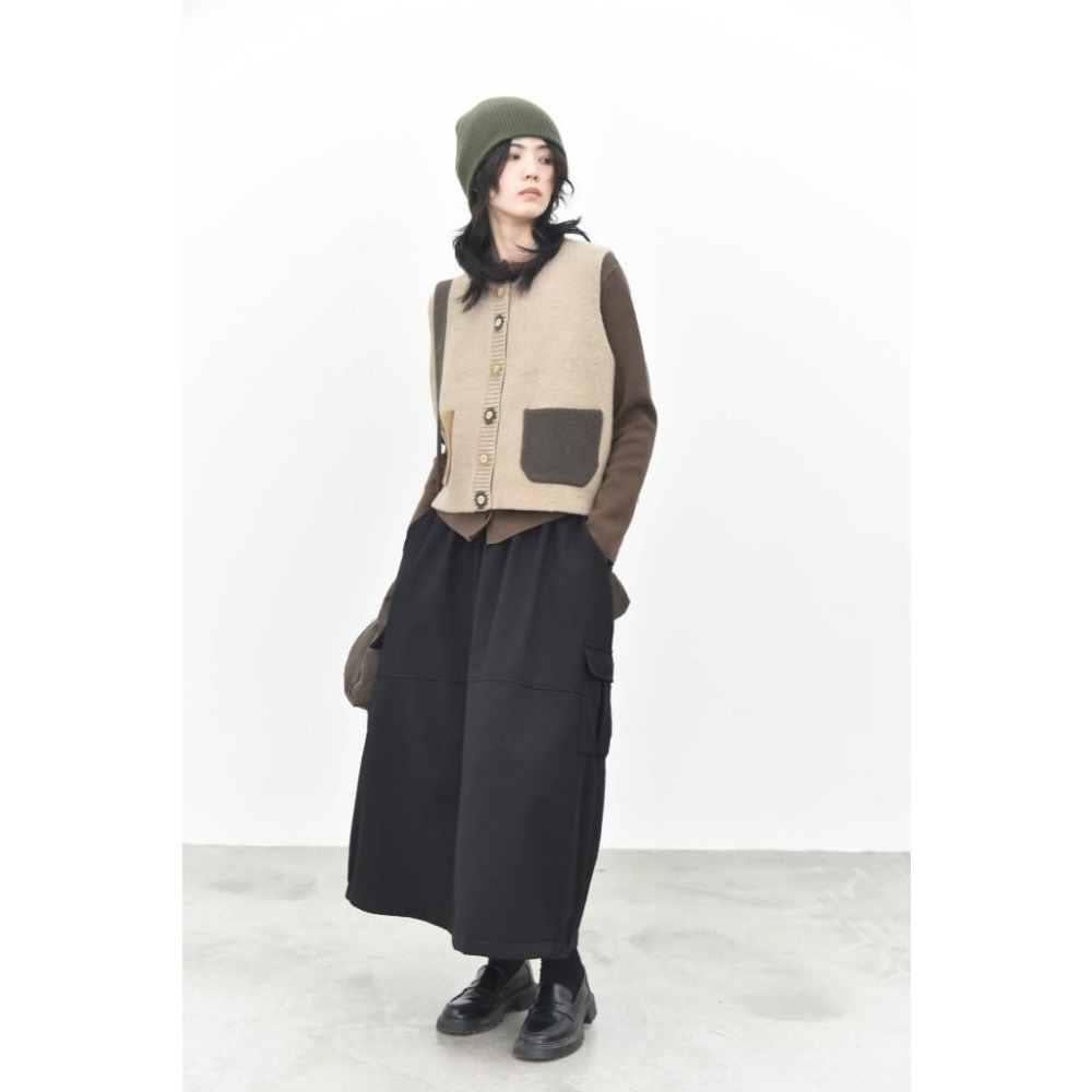 撞色手工扣眼針織背心 小眾設計雙口袋馬甲 *3色 | kukuta-細節圖6