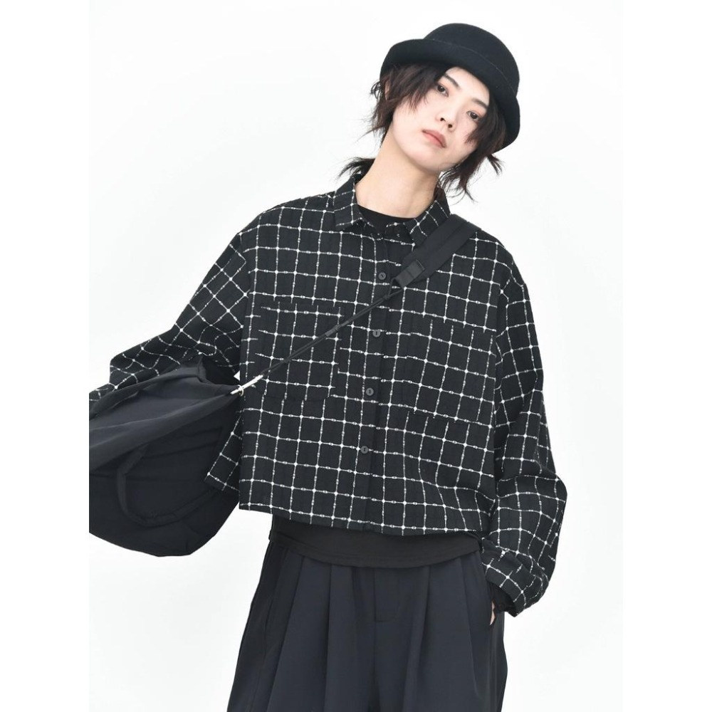 日系棉麻 文藝雜色雙口袋格紋翻領襯衫 *3色 | kukuta-細節圖2