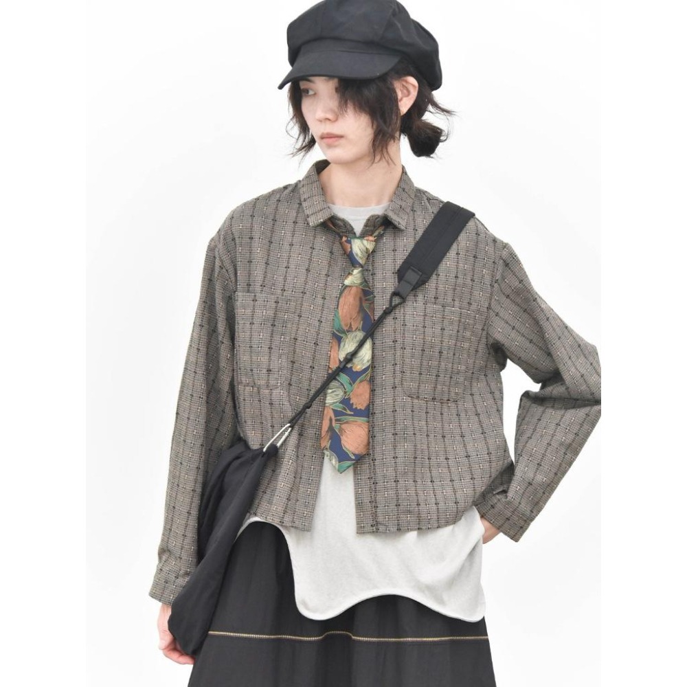 日系棉麻 文藝雜色雙口袋格紋翻領襯衫 *3色 | kukuta-細節圖4