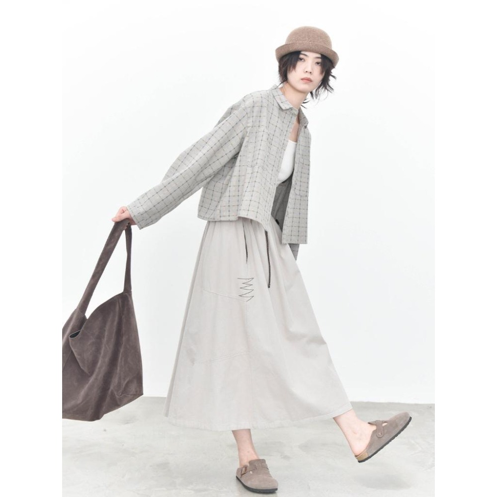 日系棉麻 文藝雜色雙口袋格紋翻領襯衫 *3色 | kukuta-細節圖9