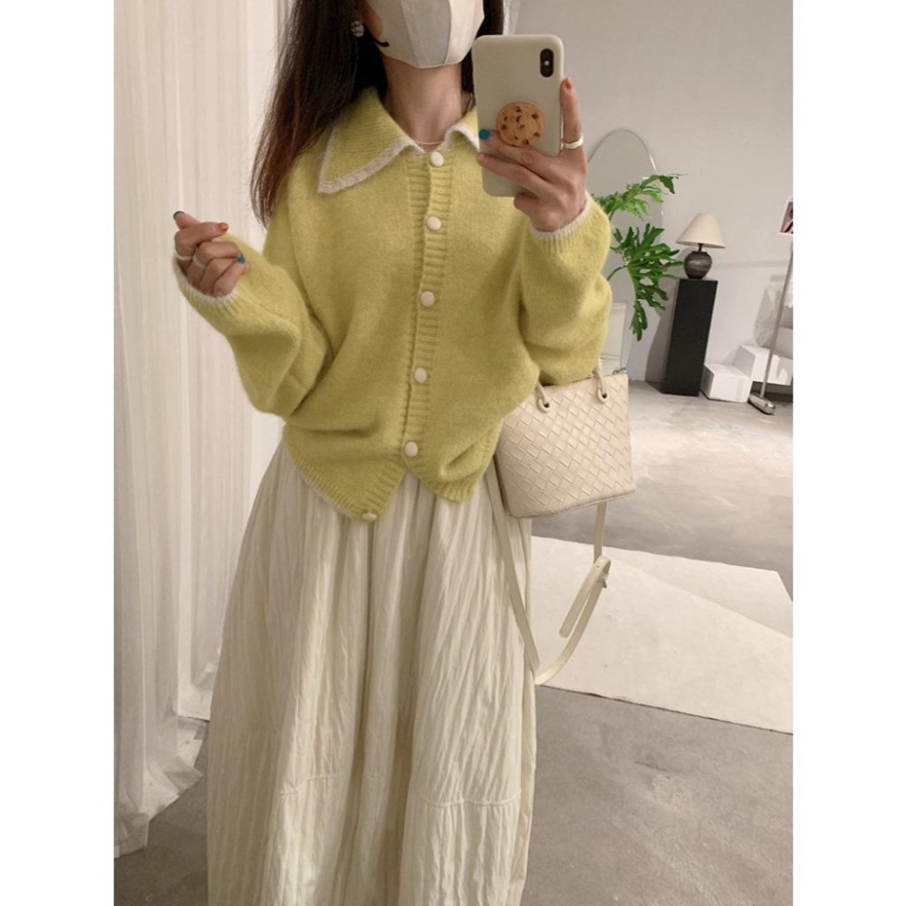 秋冬百搭 翻領撞色毛衣 設計感針織外套 *5色 | kukuta-細節圖3