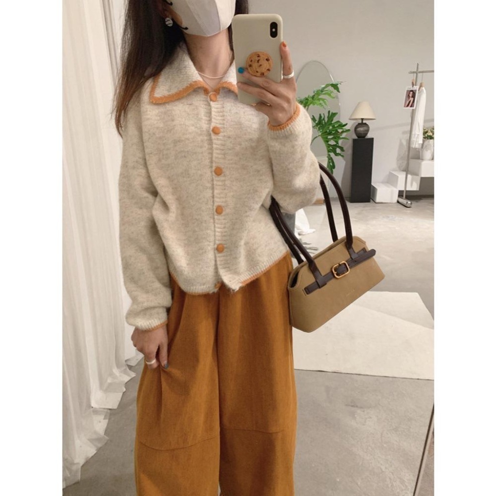 秋冬百搭 翻領撞色毛衣 設計感針織外套 *5色 | kukuta-細節圖4