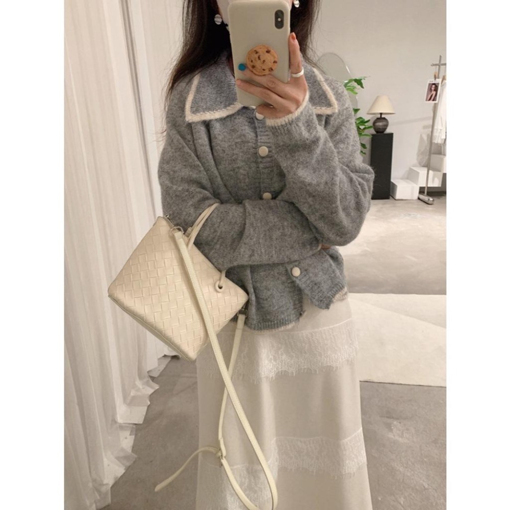 秋冬百搭 翻領撞色毛衣 設計感針織外套 *5色 | kukuta-細節圖8