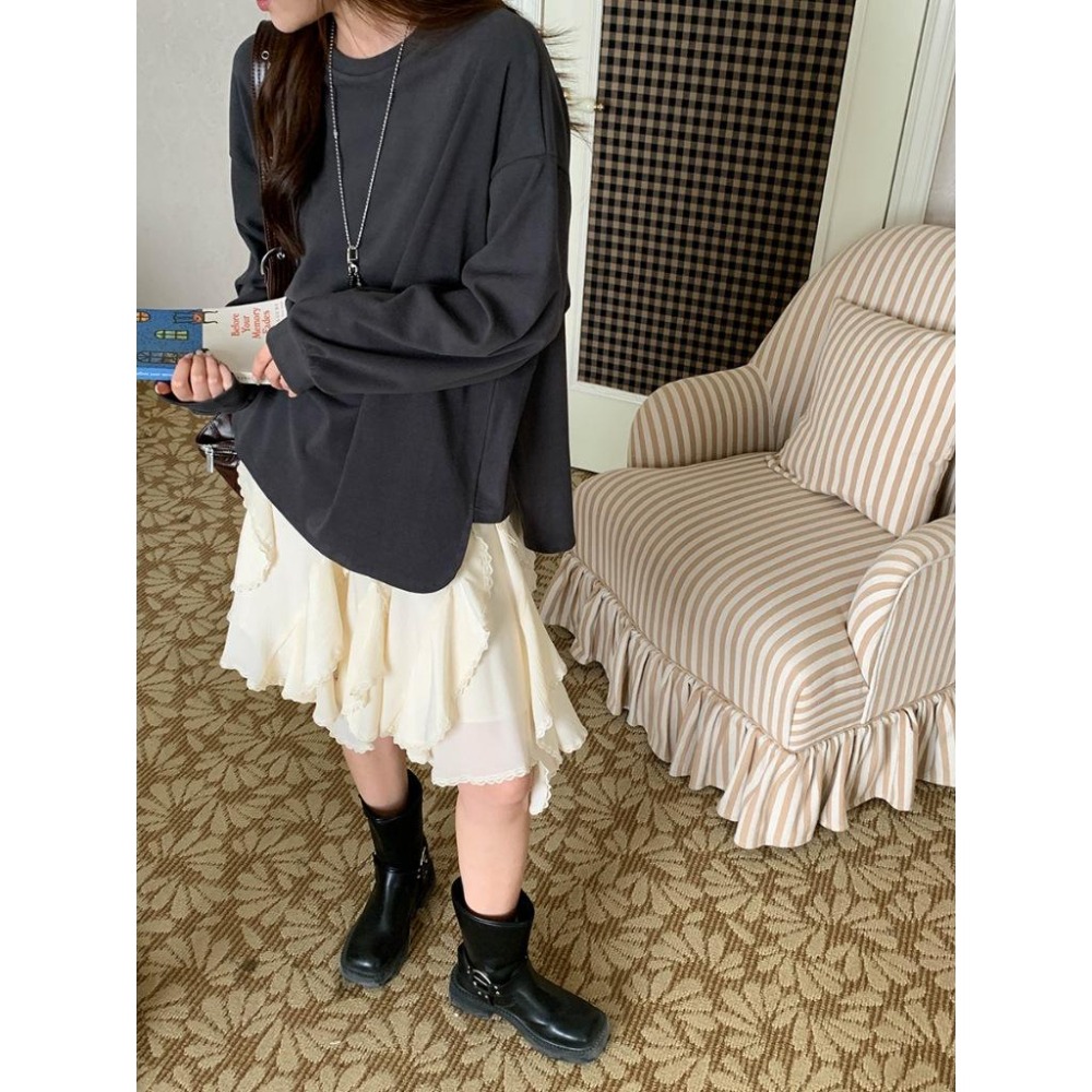 oversize慵懶休閒T恤 大尺碼上衣 百搭疊穿打底衫  *5色 | kukuta-細節圖2