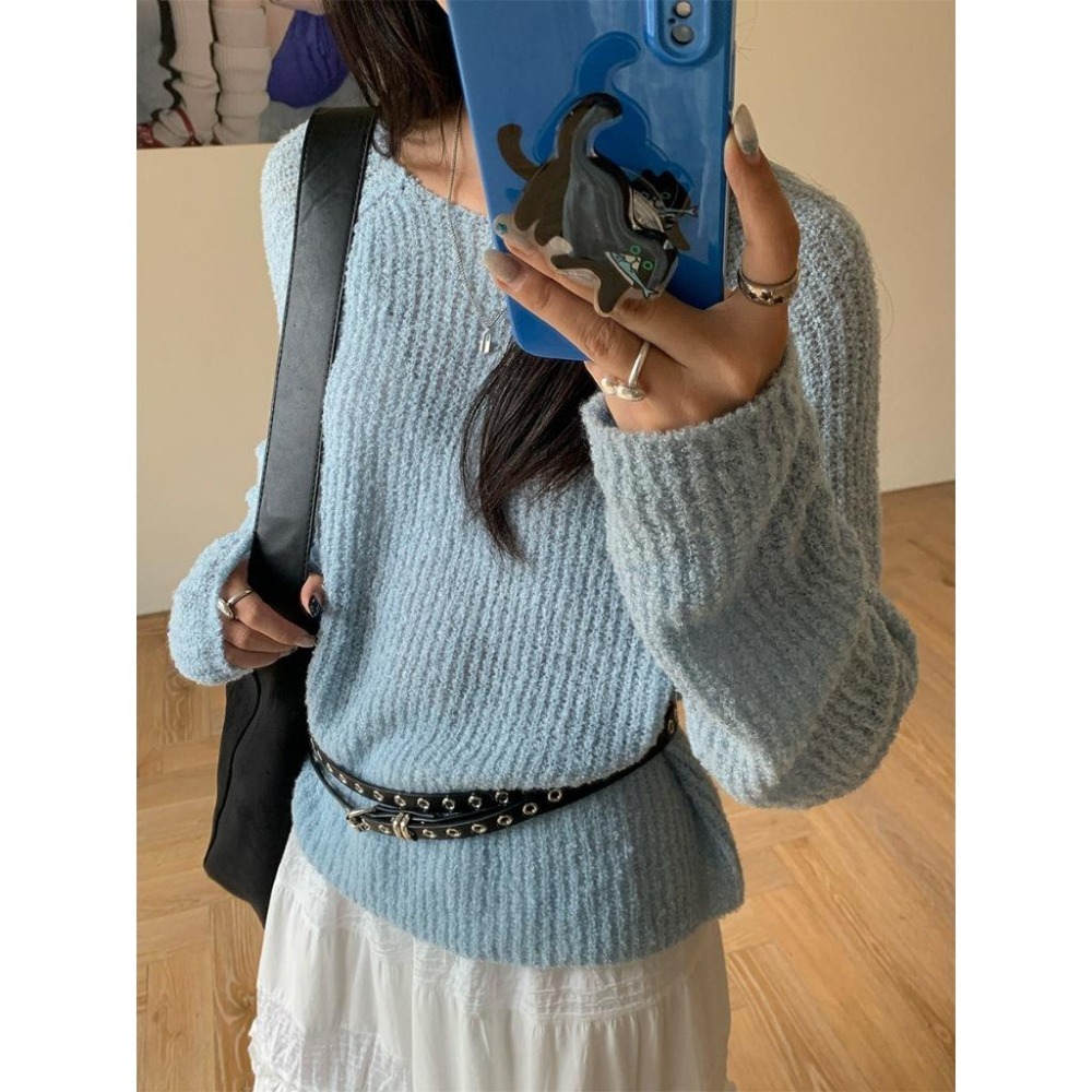 寬鬆百搭 慵懶圓領針織衫 *4色 | kukuta-細節圖5