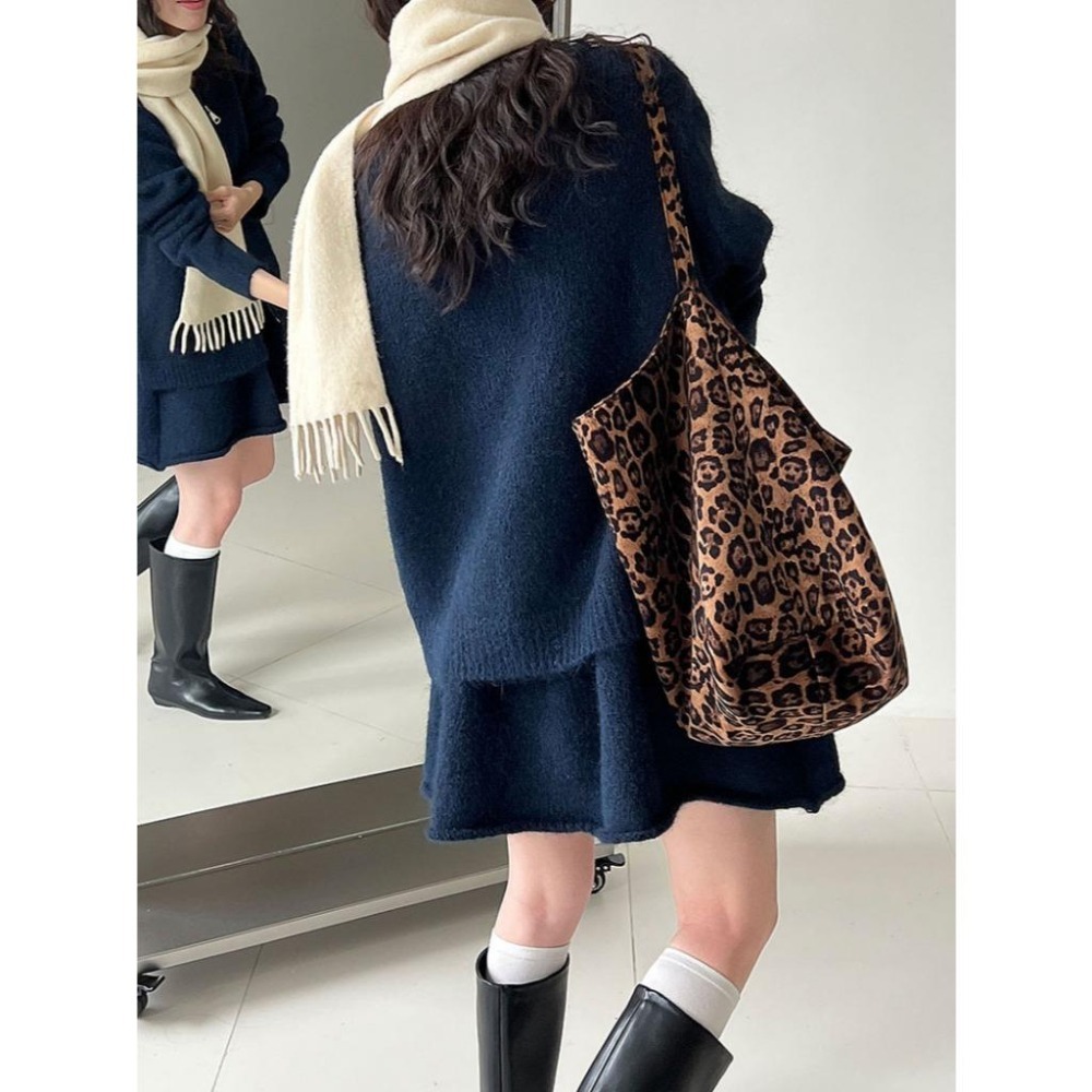 軟糯休閒針織毛衣卷邊A字短裙套裝 *3色 | kukuta-細節圖5