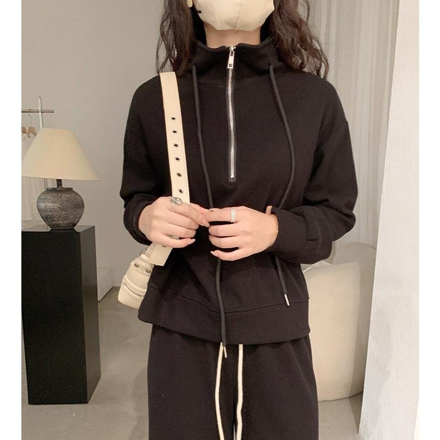 個性簡約 立領抽繩半拉鏈上衣 *2色 | kukuta-細節圖8