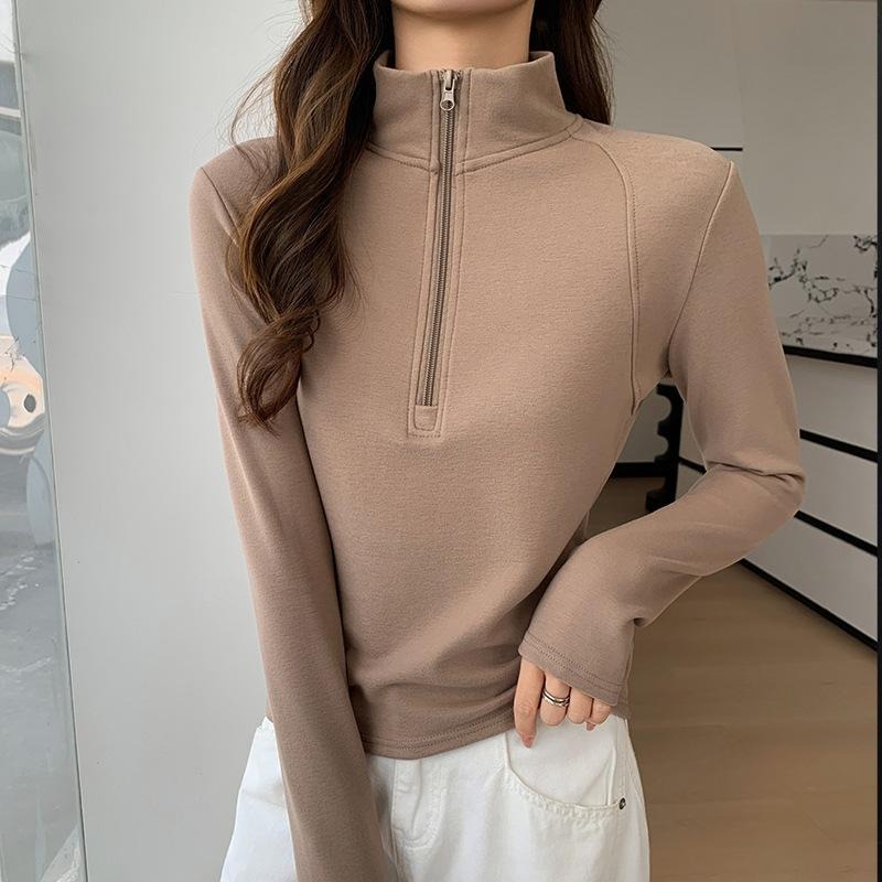 百搭顯瘦 半高領拉鏈上衣*5色 (M-L) | kukuta-細節圖4