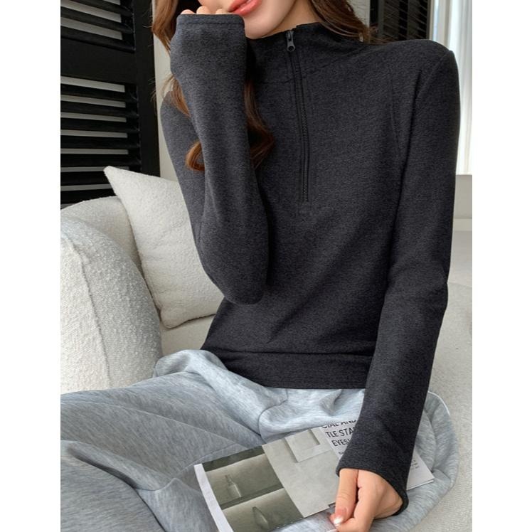 百搭顯瘦 半高領拉鏈上衣*5色 (M-L) | kukuta-細節圖5