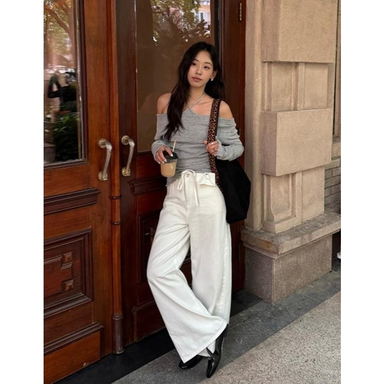 韓版休閒 闊腿牛仔褲 寬鬆垂感直筒褲*2色 (S-XL) | kukuta-細節圖3