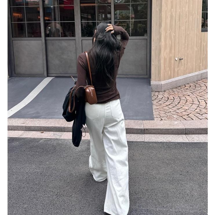 韓版休閒 闊腿牛仔褲 寬鬆垂感直筒褲*2色 (S-XL) | kukuta-細節圖6