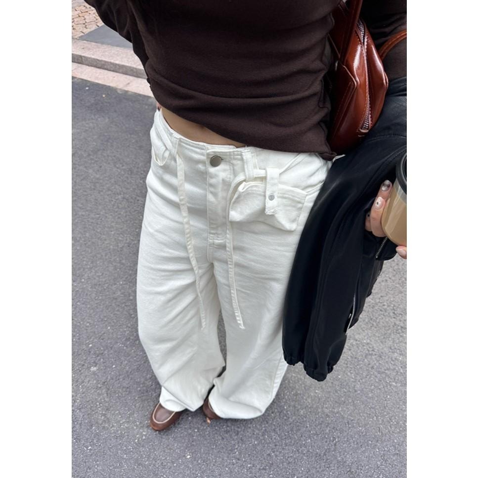 韓版休閒 闊腿牛仔褲 寬鬆垂感直筒褲*2色 (S-XL) | kukuta-細節圖8