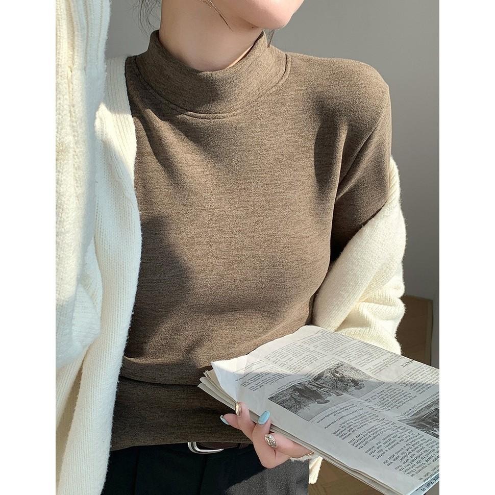 現+預 寒流保暖 半高領內刷毛長袖上衣 內搭上衣  *7色 (M-2XL) | kukuta-細節圖2