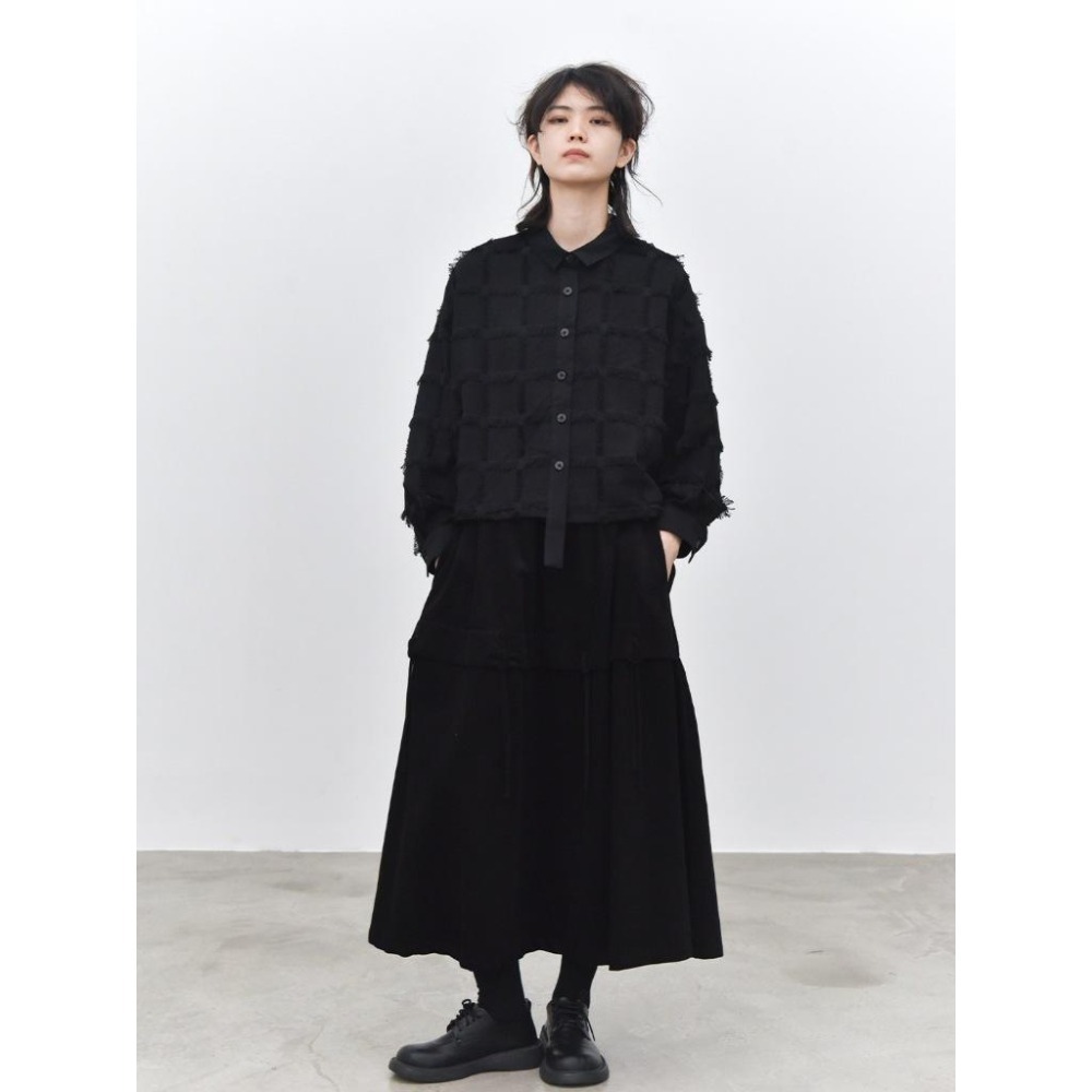 小眾設計 小香風拼接翻領長袖襯衫*2色 | kukuta-細節圖4