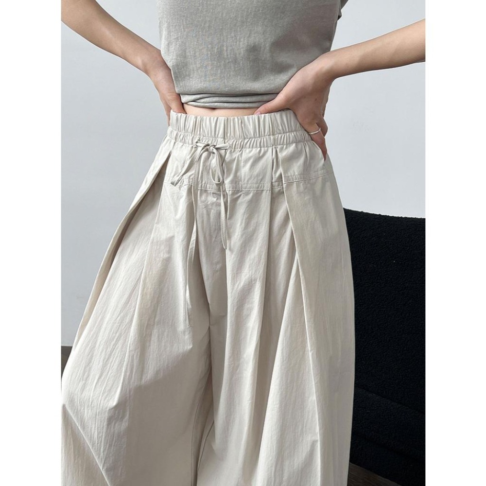 日常休閒 100%棉 高腰百搭系帶長褲 寬鬆緊腰長褲 *3色 (M-L) | kukuta-細節圖6