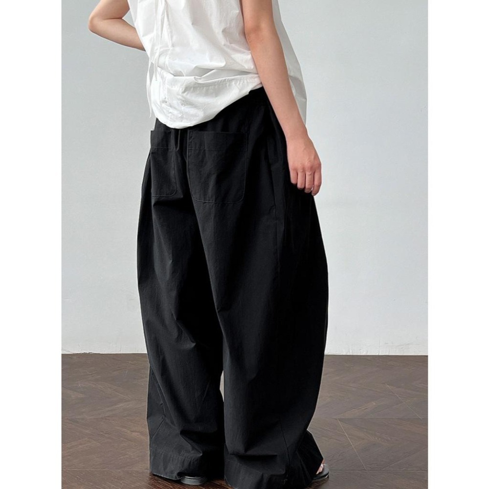 日常休閒 100%棉 高腰百搭系帶長褲 寬鬆緊腰長褲 *3色 (M-L) | kukuta-細節圖7
