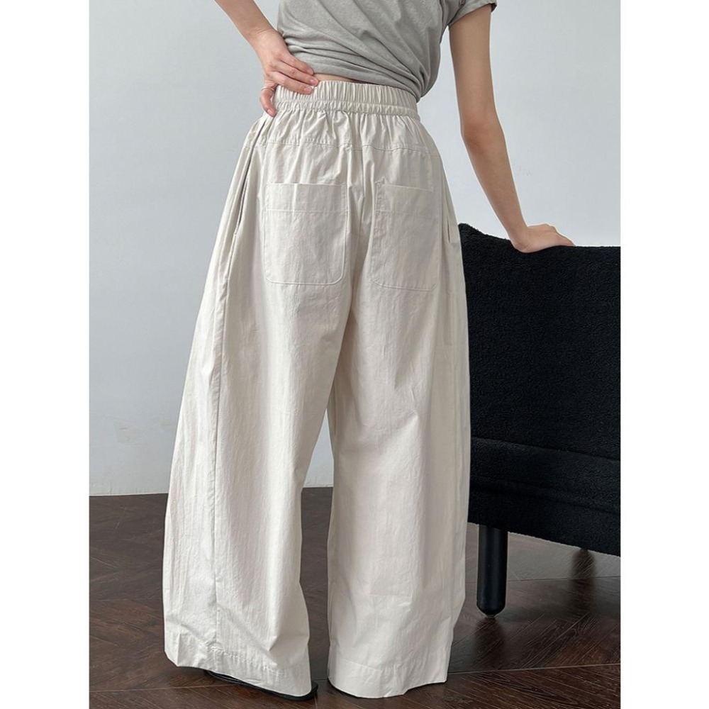 日常休閒 100%棉 高腰百搭系帶長褲 寬鬆緊腰長褲 *3色 (M-L) | kukuta-細節圖8