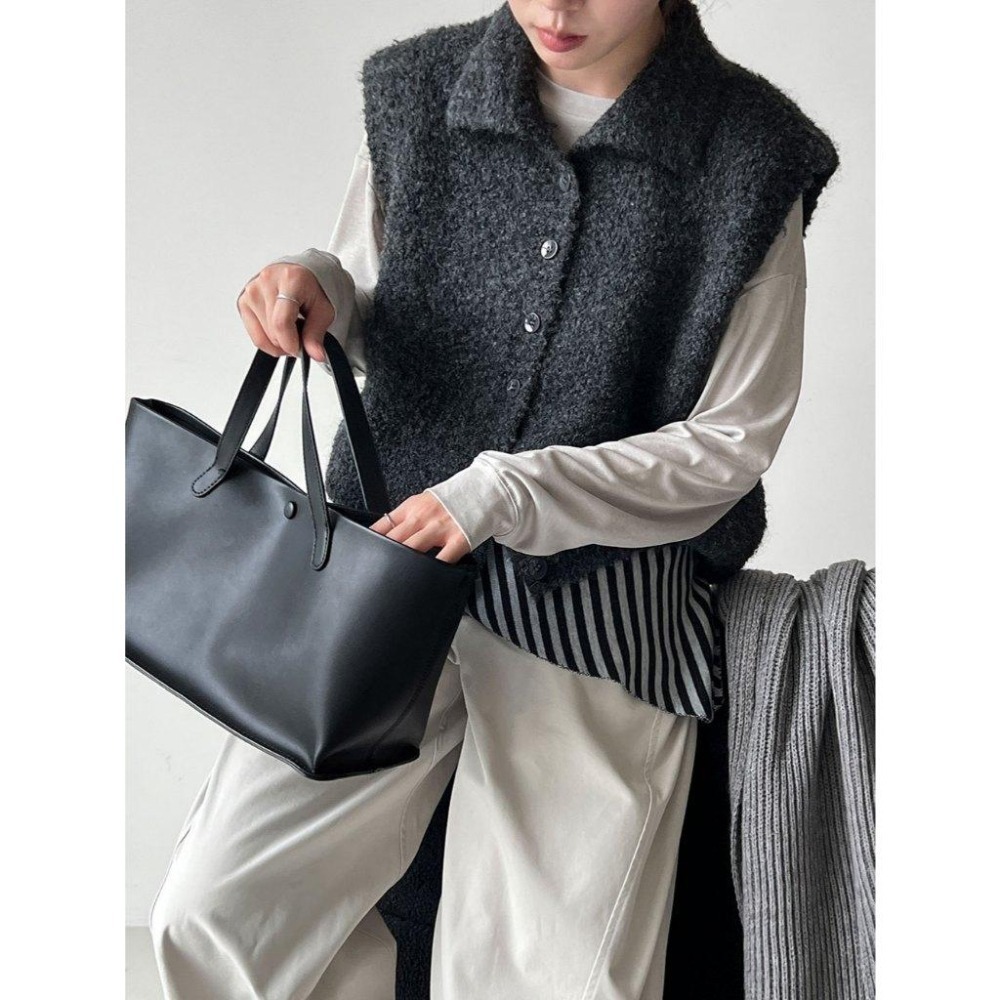 秋冬疊穿 10%羊毛軟糯針織背心 立領慵懶馬甲 *4色 | kukuta-細節圖6