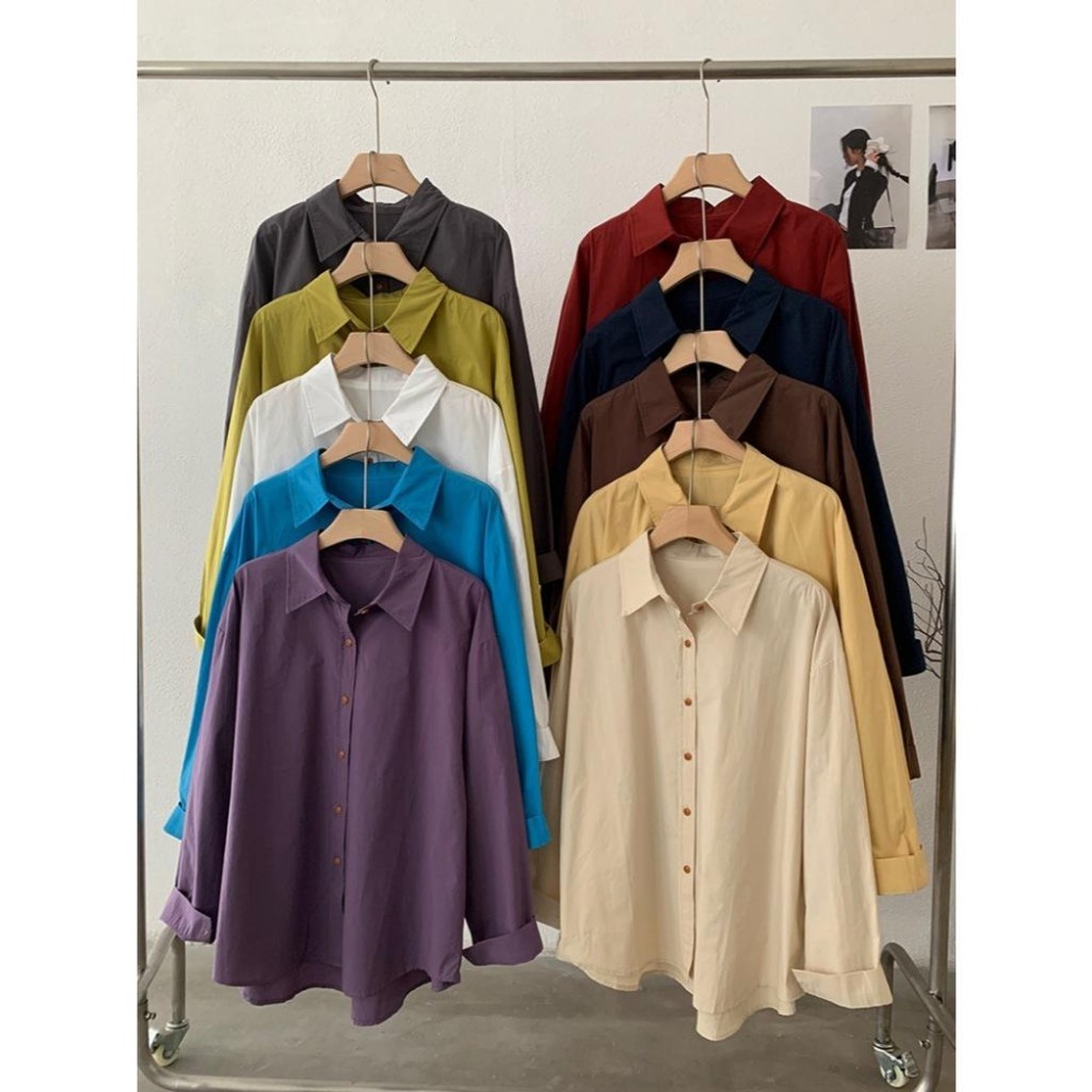 現+預 日常百搭 翻領單排扣長袖襯衫 *10色 | kukuta-細節圖2