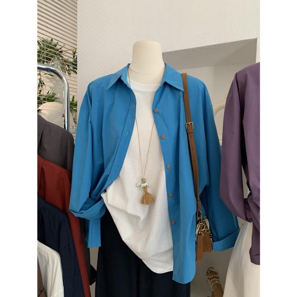 現+預 日常百搭 翻領單排扣長袖襯衫 *10色 | kukuta-細節圖5