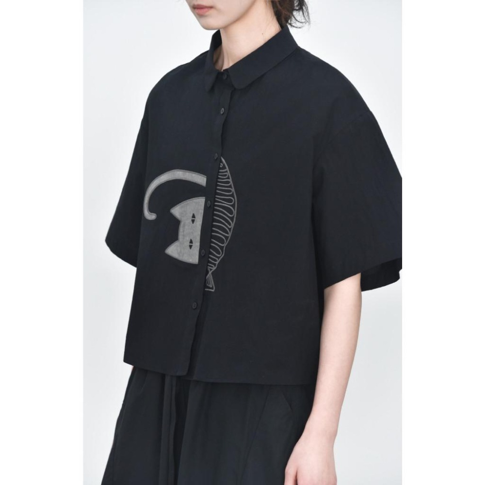 趣味貼布貓和魚襯衫 日系短袖上衣 *4色 | kukuta-細節圖7