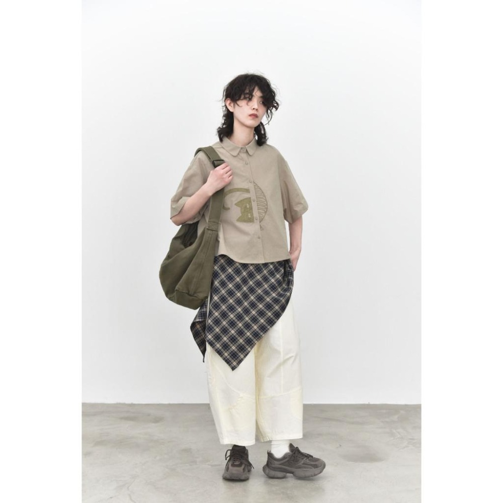 趣味貼布貓和魚襯衫 日系短袖上衣 *4色 | kukuta-細節圖8