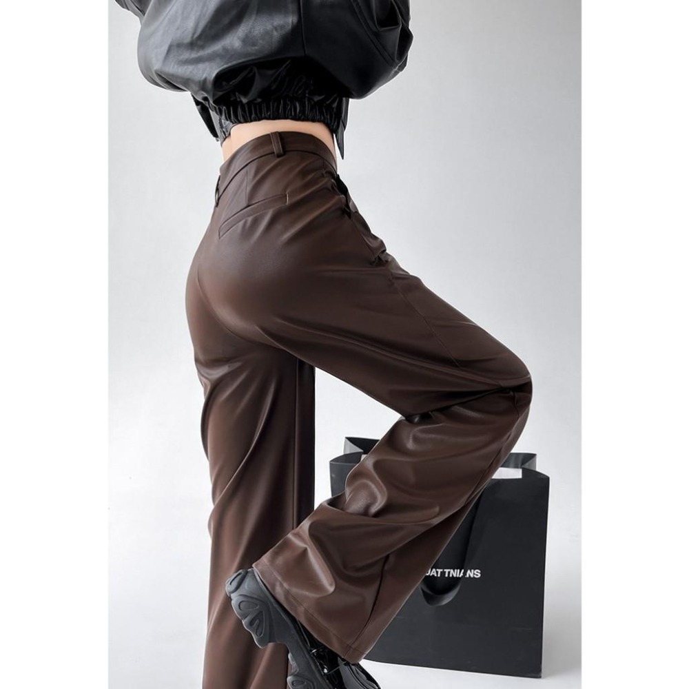 甜酷風格 個性時尚PU皮褲 顯腿長長褲 *2色 (S-XL) | kukuta-細節圖2