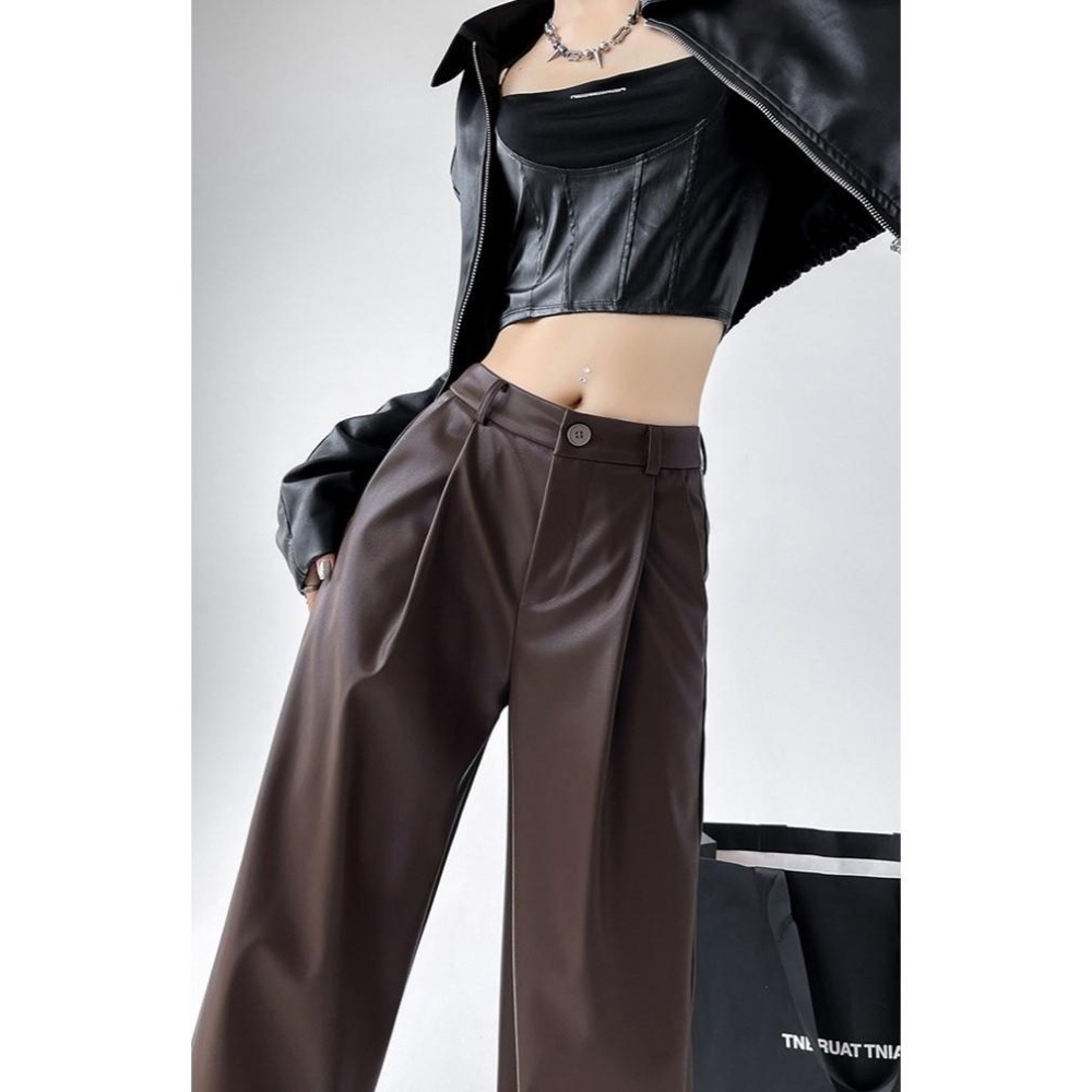 甜酷風格 個性時尚PU皮褲 顯腿長長褲 *2色 (S-XL) | kukuta-細節圖6