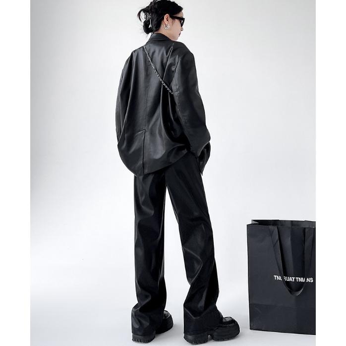 甜酷風格 個性時尚PU皮褲 顯腿長長褲 *2色 (S-XL) | kukuta-細節圖7