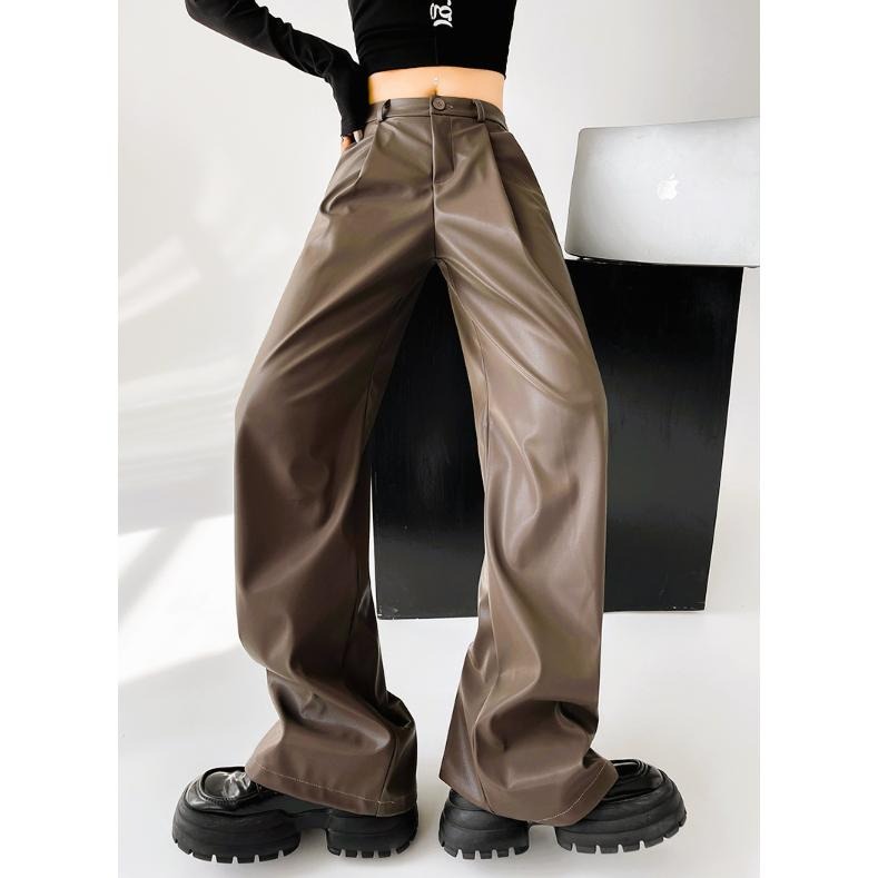 甜酷風格 個性時尚PU皮褲 顯腿長長褲 *2色 (S-XL) | kukuta-細節圖8