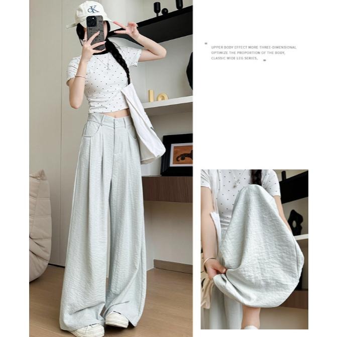 顯瘦高腰薄款西裝褲 寬鬆慵懶長褲 *4色 (S-XL) | kukuta-細節圖2