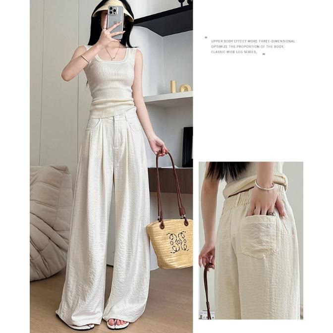 顯瘦高腰薄款西裝褲 寬鬆慵懶長褲 *4色 (S-XL) | kukuta-細節圖5