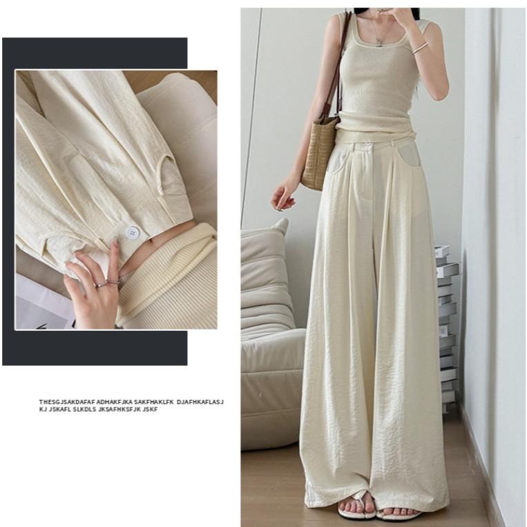 顯瘦高腰薄款西裝褲 寬鬆慵懶長褲 *4色 (S-XL) | kukuta-細節圖6