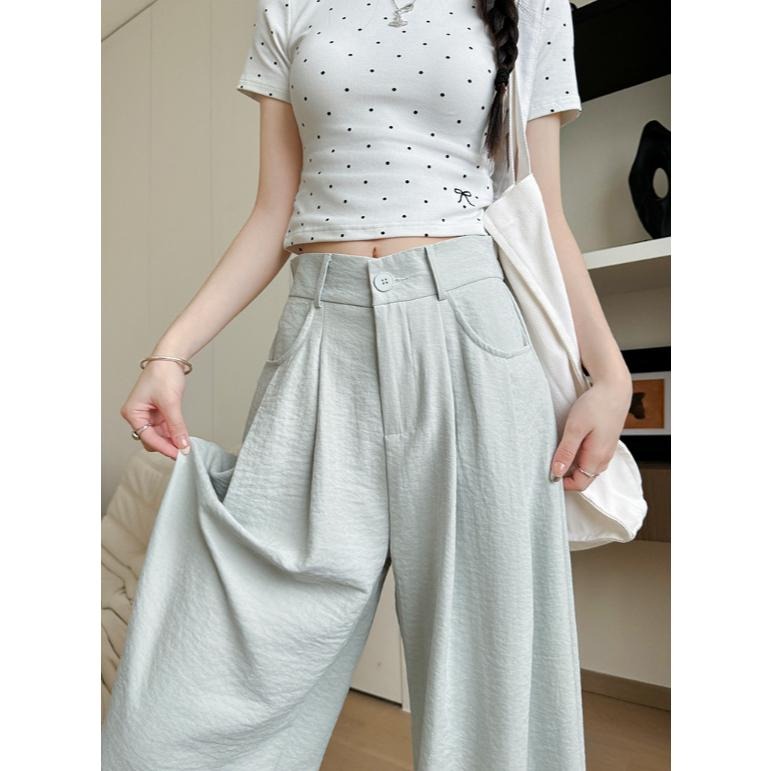 顯瘦高腰薄款西裝褲 寬鬆慵懶長褲 *4色 (S-XL) | kukuta-細節圖7