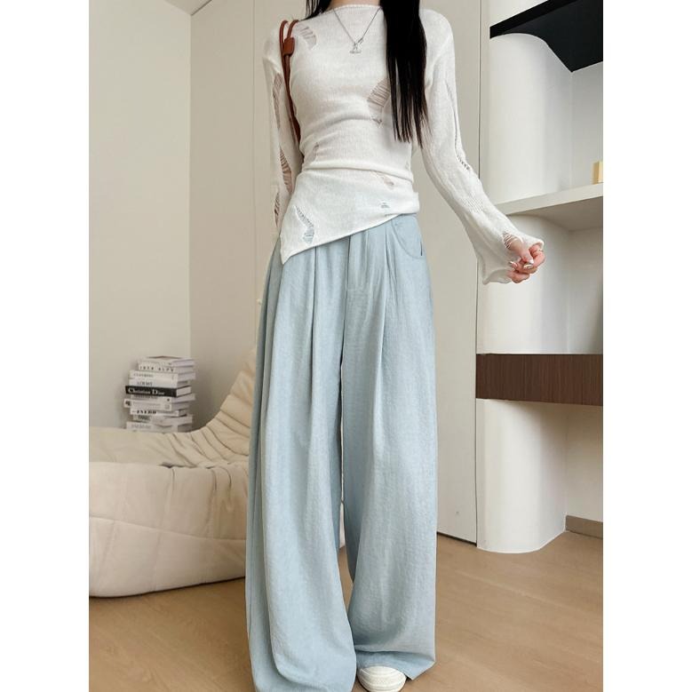 顯瘦高腰薄款西裝褲 寬鬆慵懶長褲 *4色 (S-XL) | kukuta-細節圖8