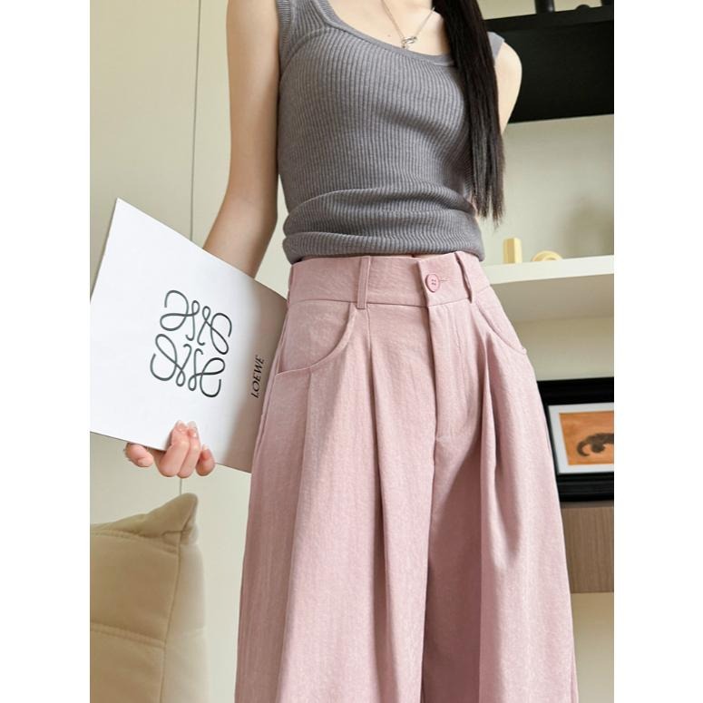 顯瘦高腰薄款西裝褲 寬鬆慵懶長褲 *4色 (S-XL) | kukuta-細節圖9