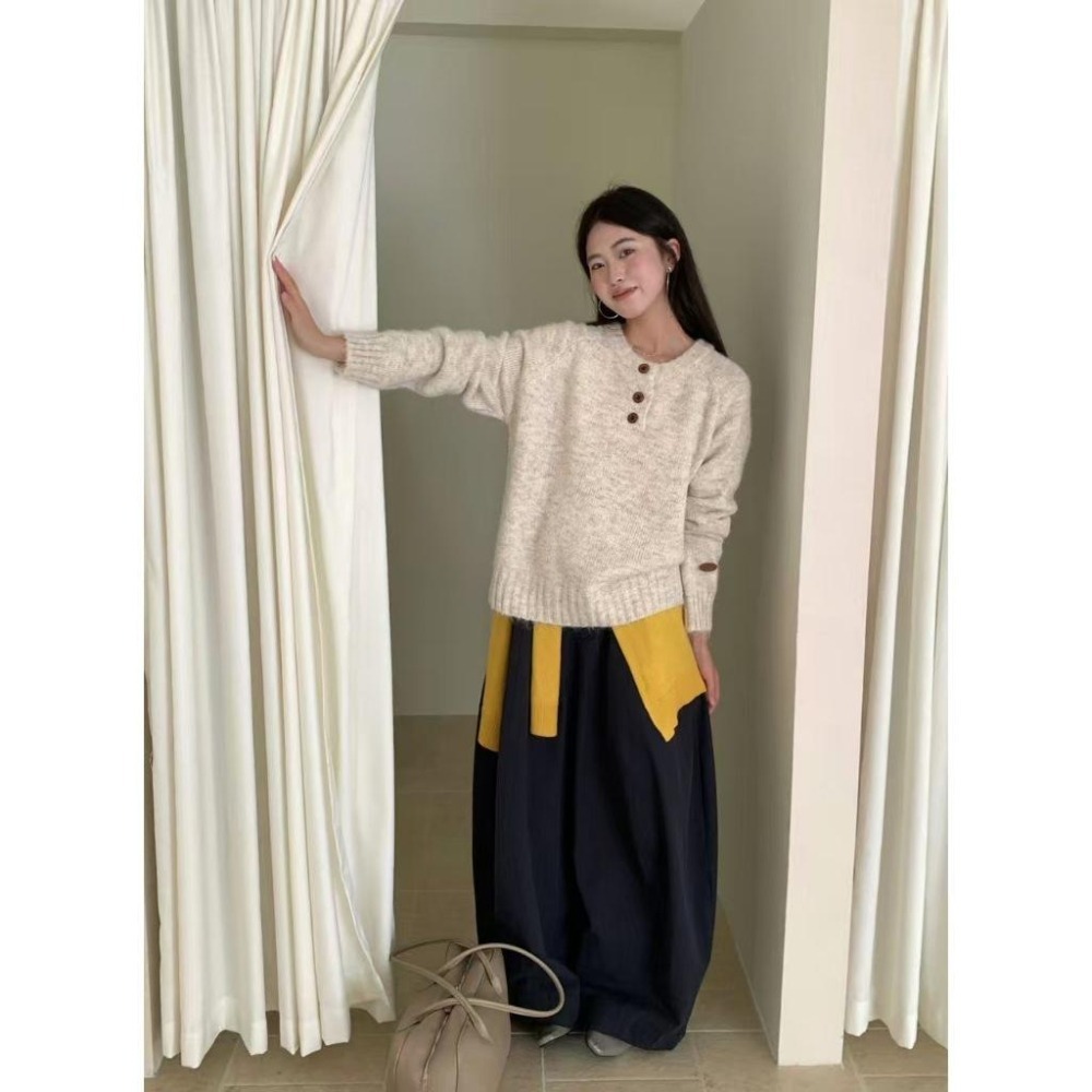 現+預 百搭軟糯圓領寬鬆休閒毛衣 *4色 | kukuta-細節圖4