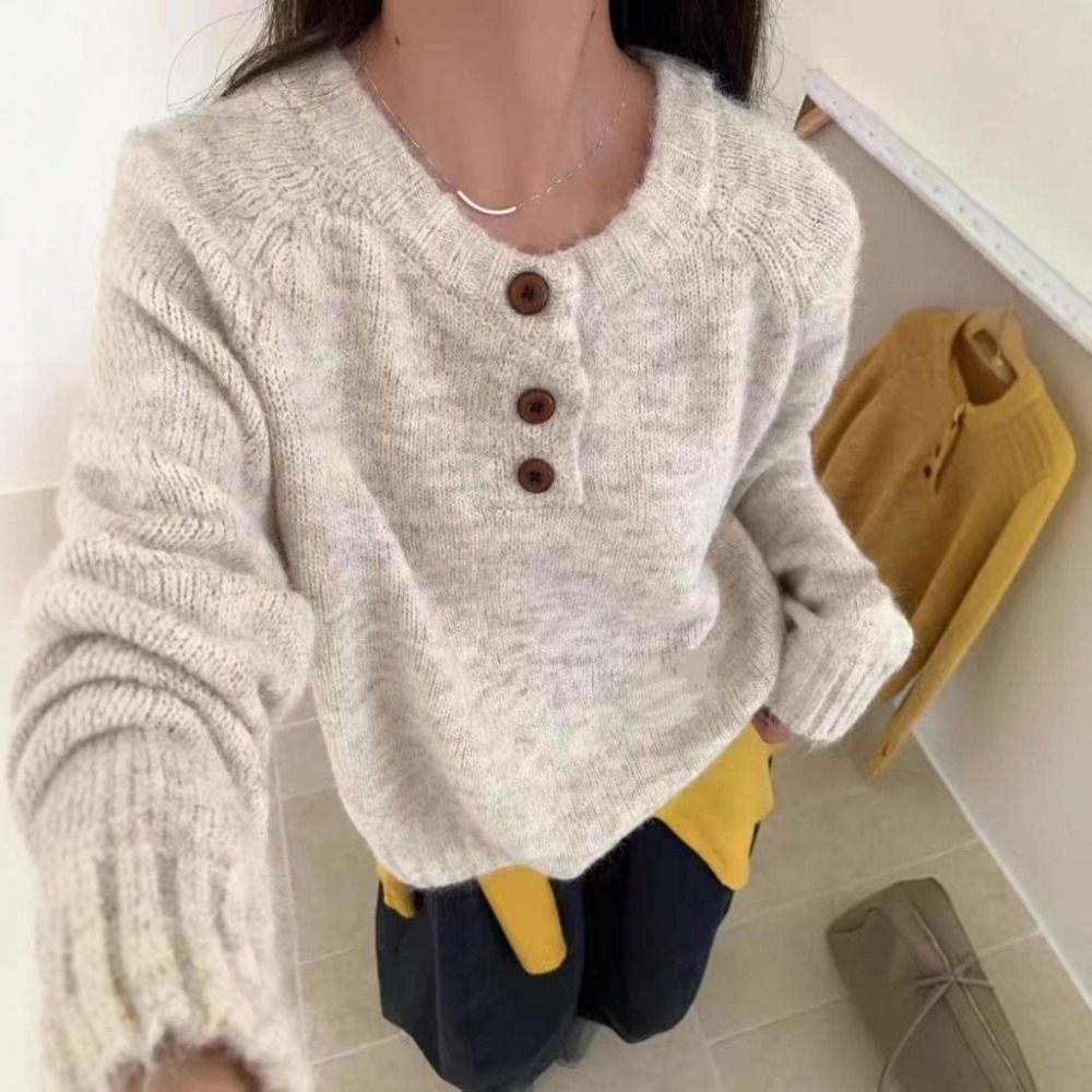 現貨 百搭軟糯圓領寬鬆休閒毛衣 *4色 | kukuta-細節圖7