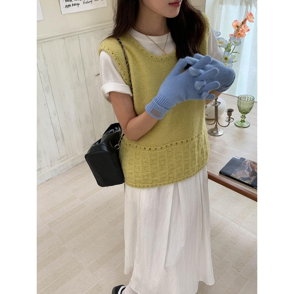 早秋穿搭 6%羊毛 鏤空圓領針織背心 小眾設計疊穿馬甲 *4色 | kukuta-細節圖5